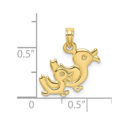 10K Yellow Gold 10K 3-D Two Ducks Charm
