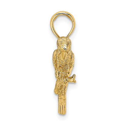 10K Yellow Gold 10K 3-D Parrot Charm