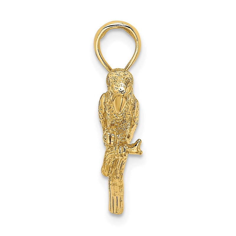 10K Yellow Gold 10K 3-D Parrot Charm