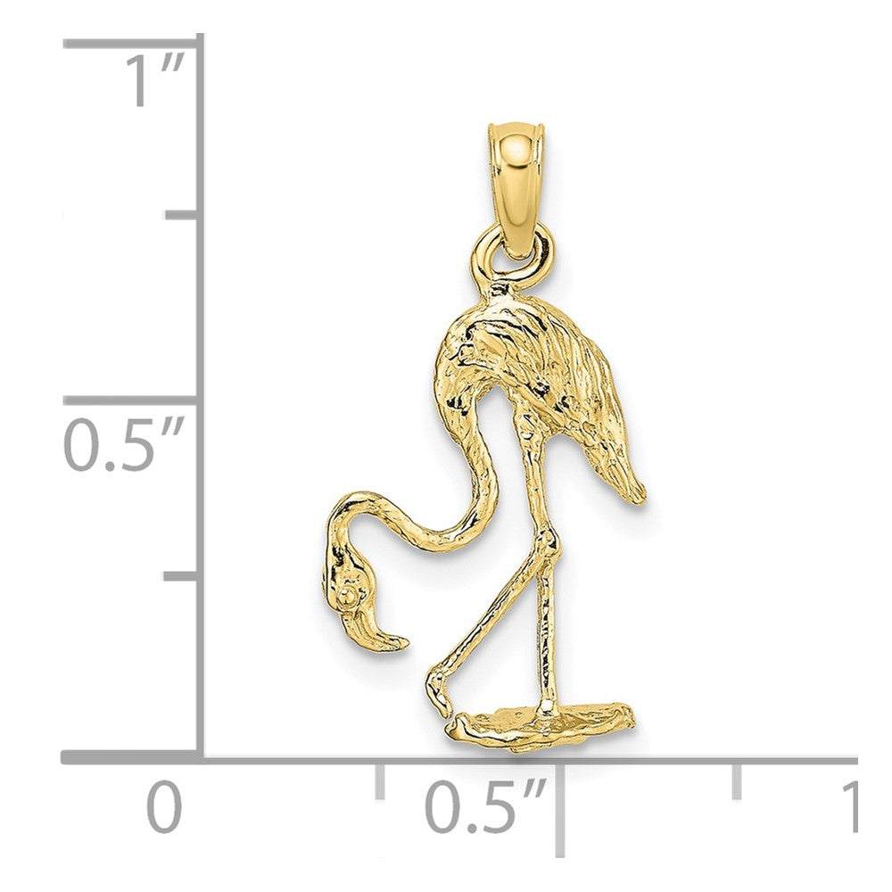 10K Yellow Gold 10K 3-D Textured Flamingo Charm