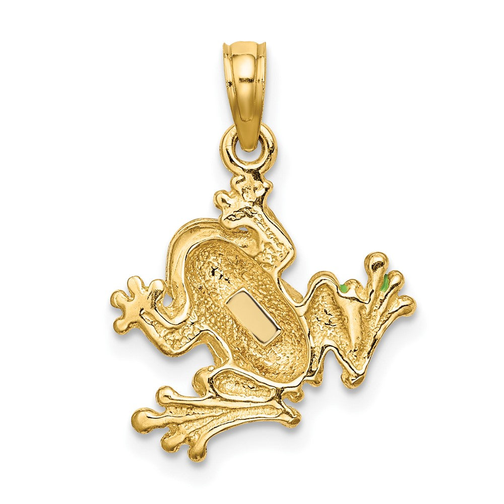 10K Yellow Gold Green Enameled Small Frog Charm