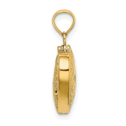 10K Yellow Gold 10K 3-D Reversible Heart Opens Charm