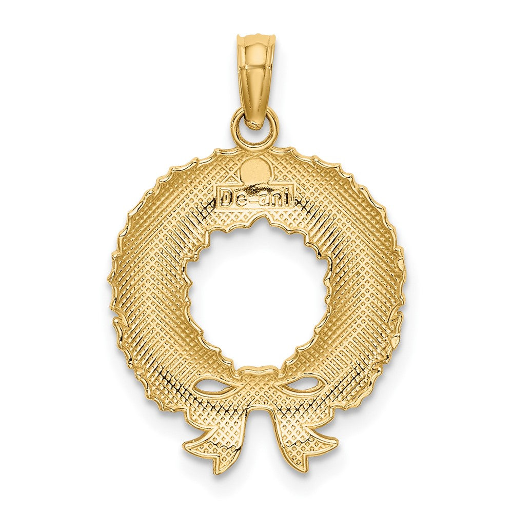 10K Yellow Gold 10K Enamel Christmas Wreath Charm