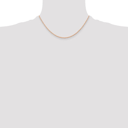 16 Inch 10K Rose Gold .6 mm Carded Cable Rope Chain Necklace