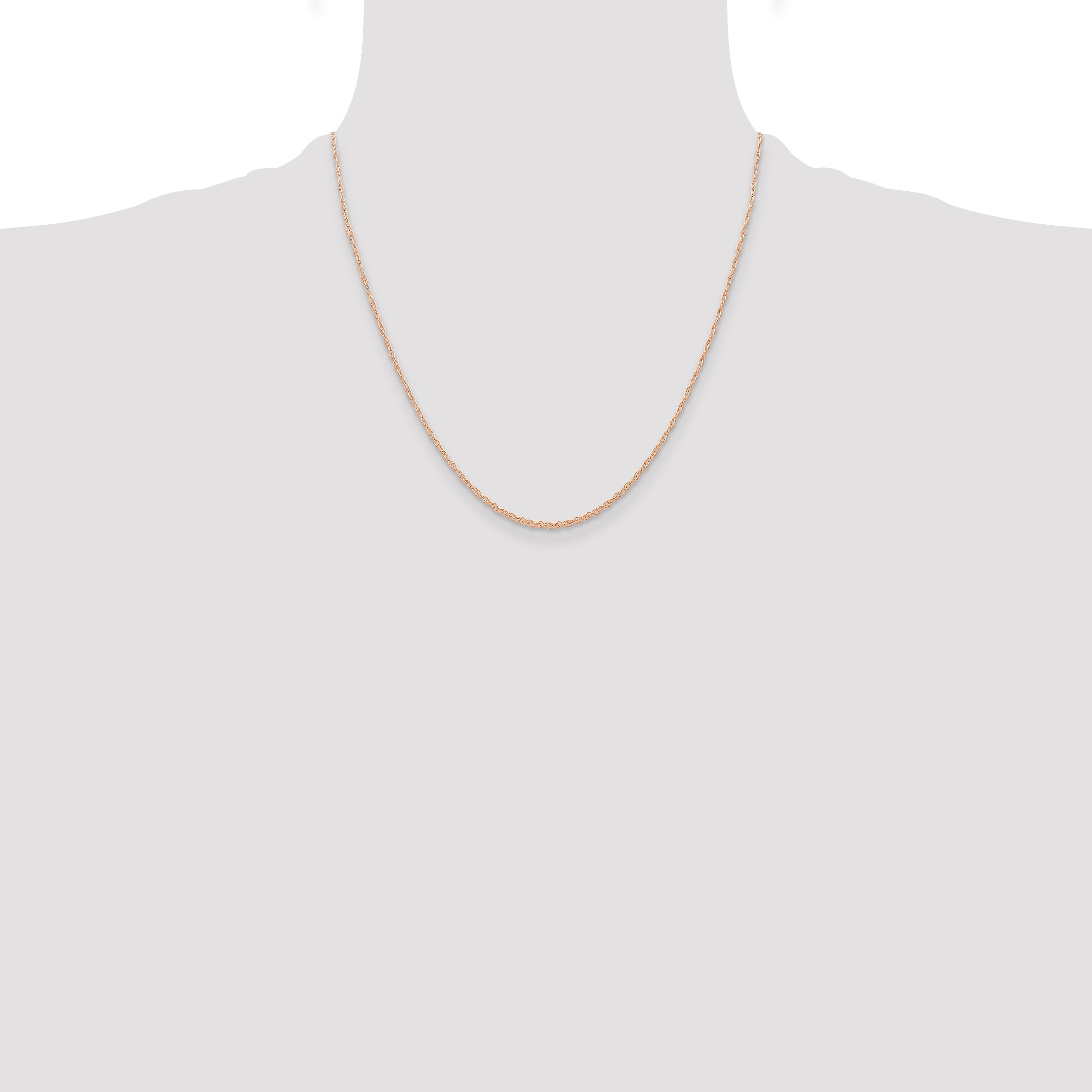 2 Inch 10K Rose Gold .6 mm Carded Cable Rope Chain Necklace