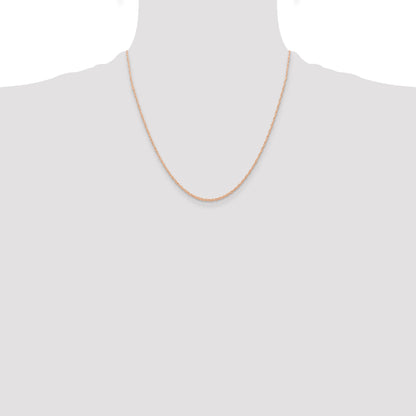 2 Inch 10K Rose Gold .6 mm Carded Cable Rope Chain Necklace