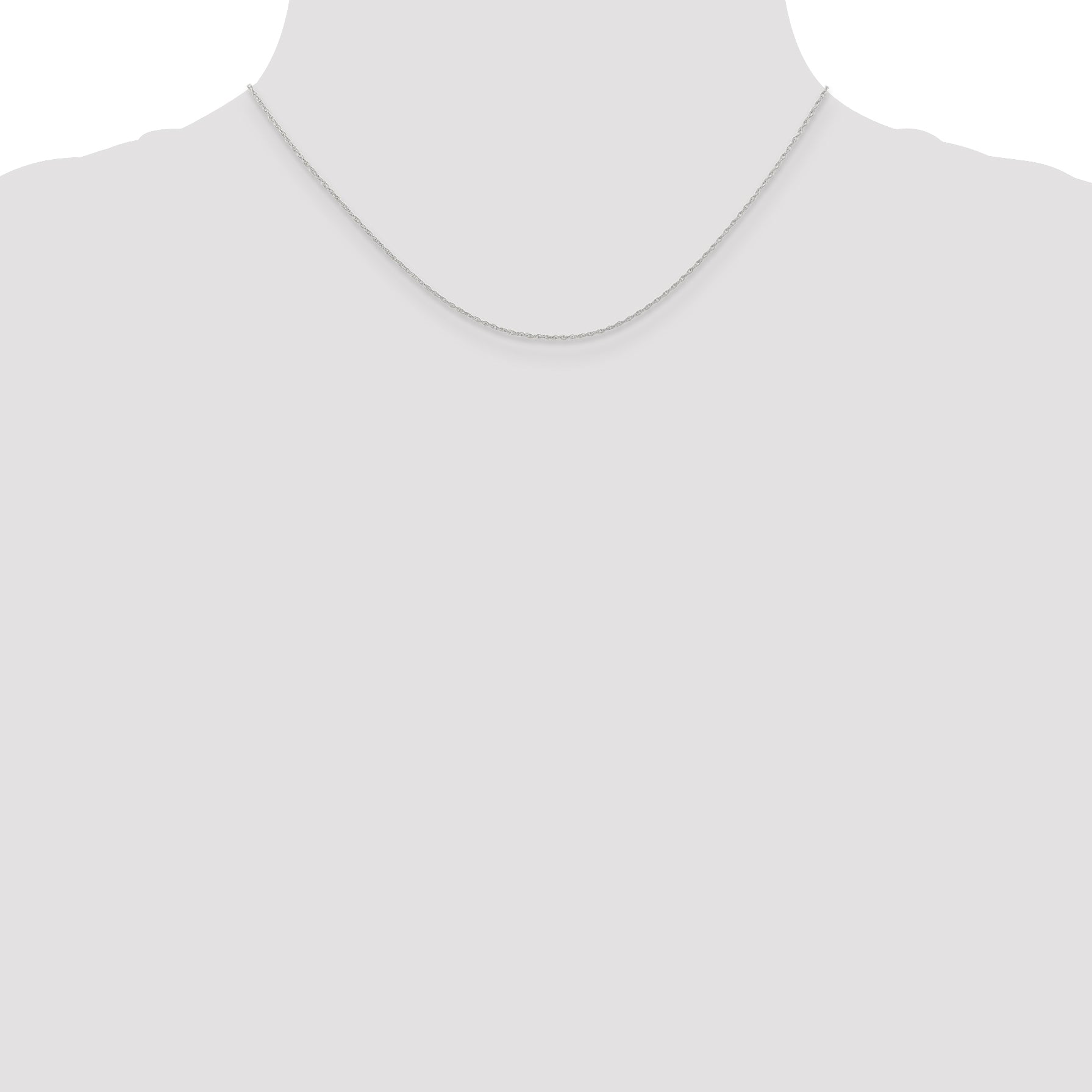 10K White Gold .6 mm Carded Cable Rope Chain