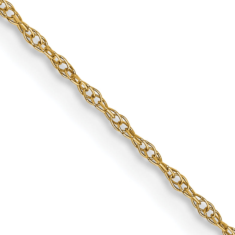 13 Inch 10K Yellow Gold .6 mm Carded Cable Rope Chain Necklace
