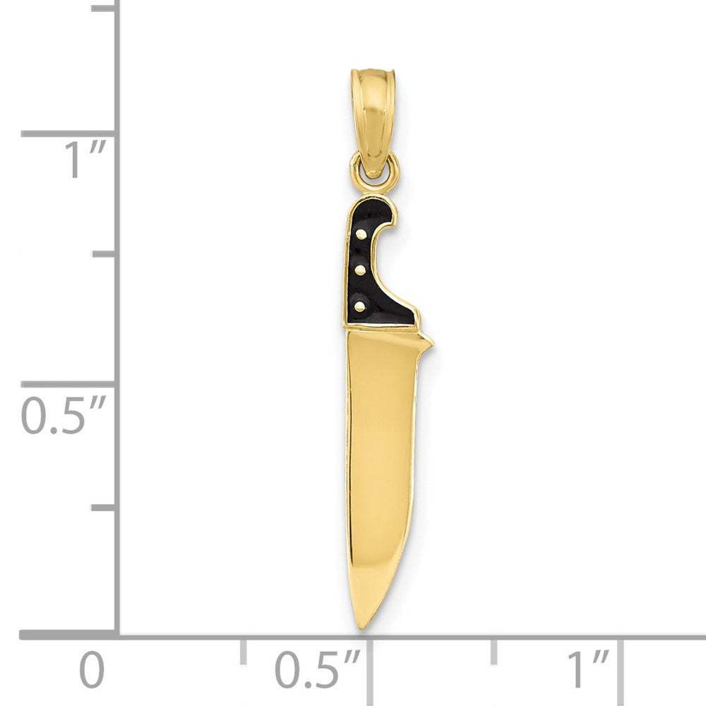 10K Yellow Gold 10K W/ Black Enamel 3-D Butcher Knife Charm
