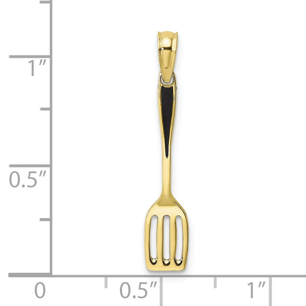 10K Yellow Gold 10K W/ Black Enamel 3-D Spatula Charm