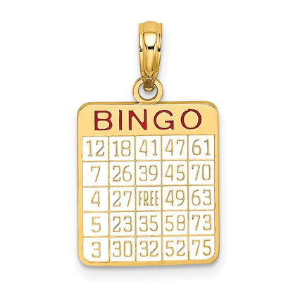 10K Yellow Gold 10K W/ Enamel Bingo Card Charm