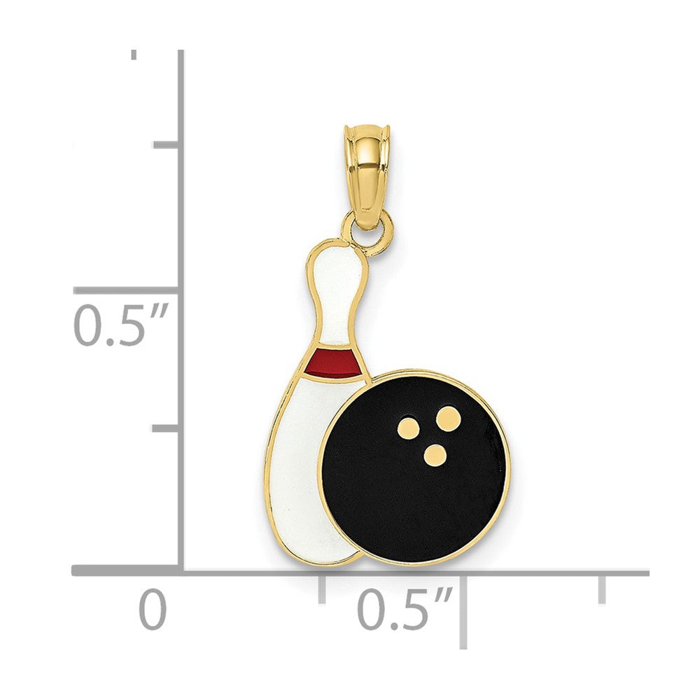 10K Yellow Gold 10K Enamel Bowling Ball And Pin Charm