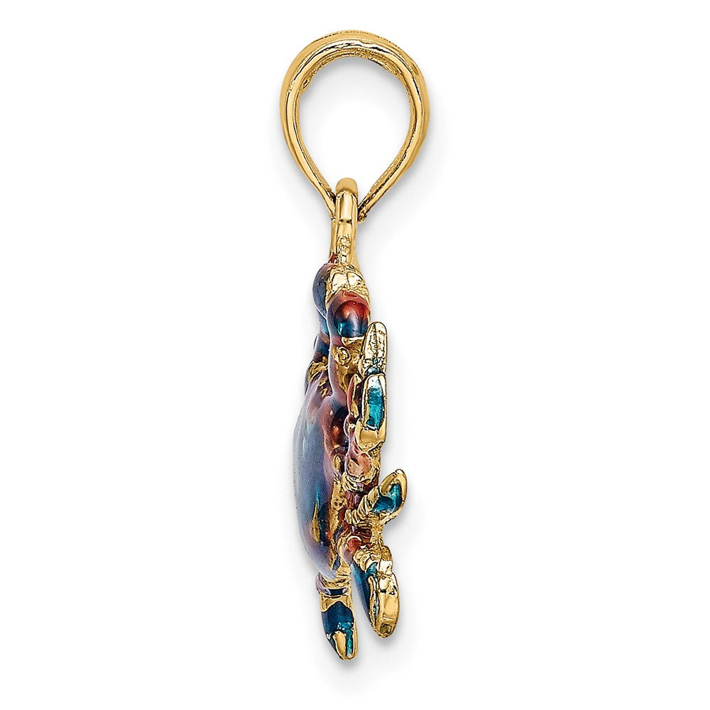 10k Yellow Gold Blue Enamel Crab Charm/Pendant