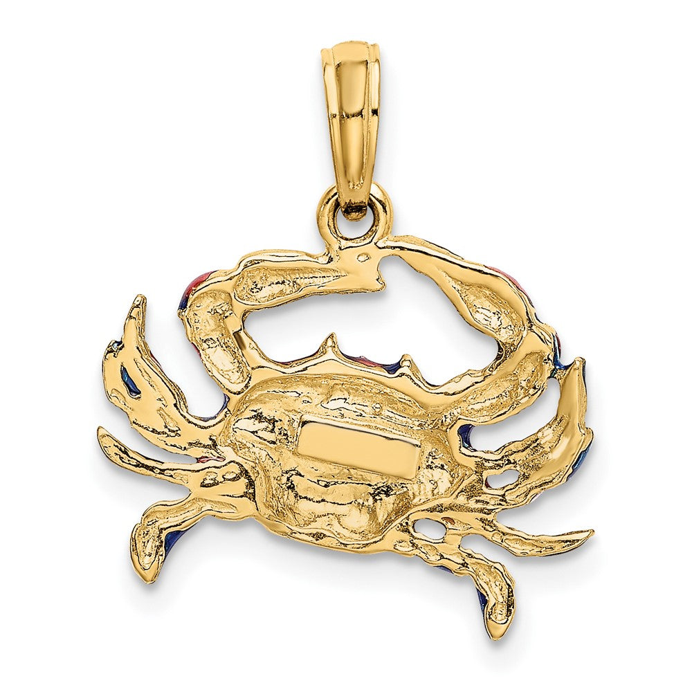 10k Yellow Gold Blue Enamel Crab Charm/Pendant