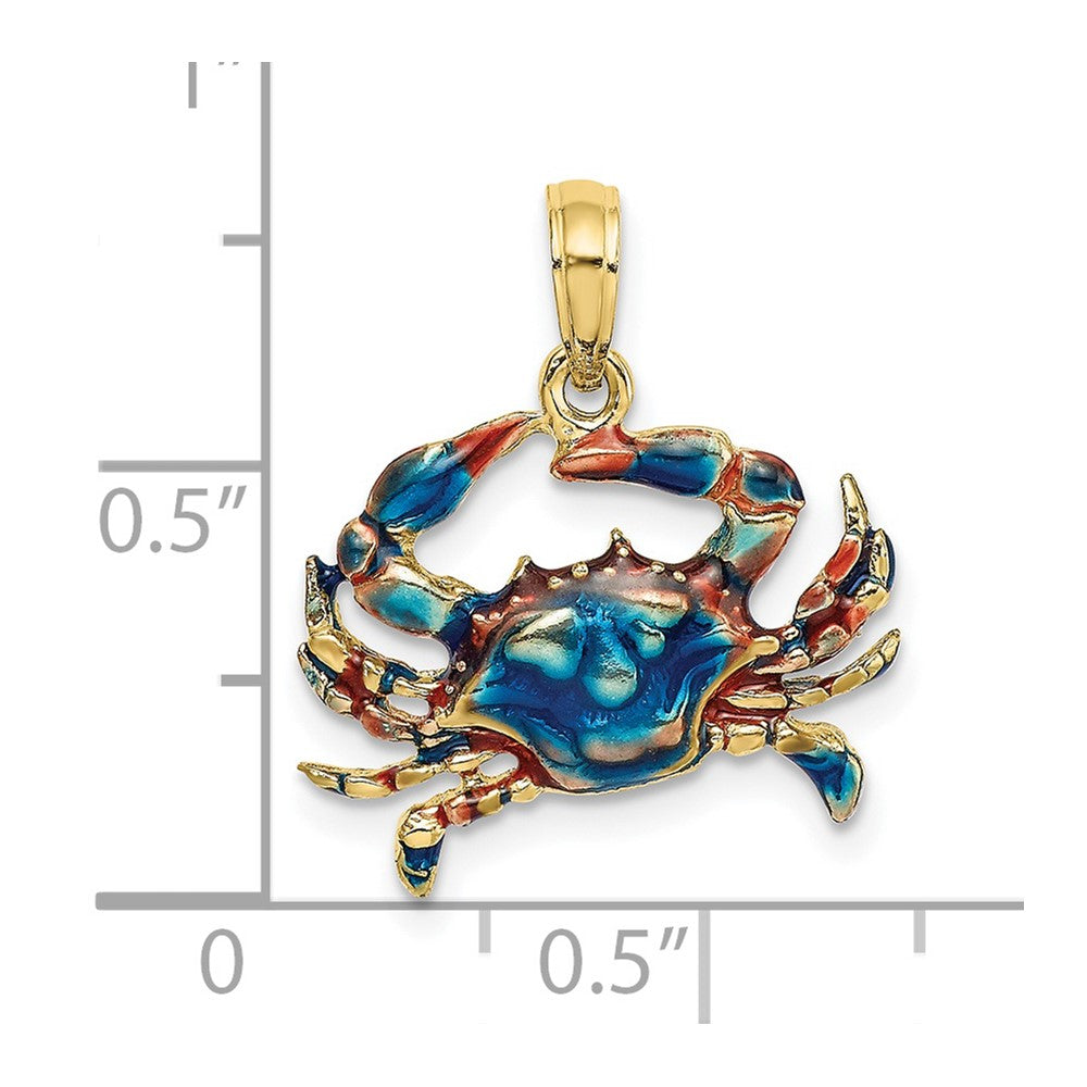 10k Yellow Gold Blue Enamel Crab Charm/Pendant