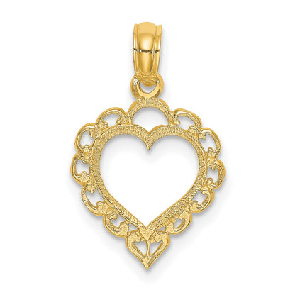 10K Yellow Gold 10K Heart W/ Lace Trim Charm