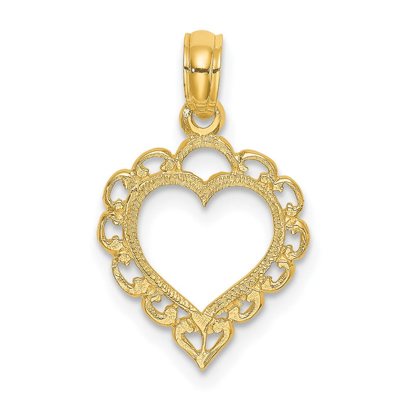 10K Yellow Gold 10K Heart W/ Lace Trim Charm