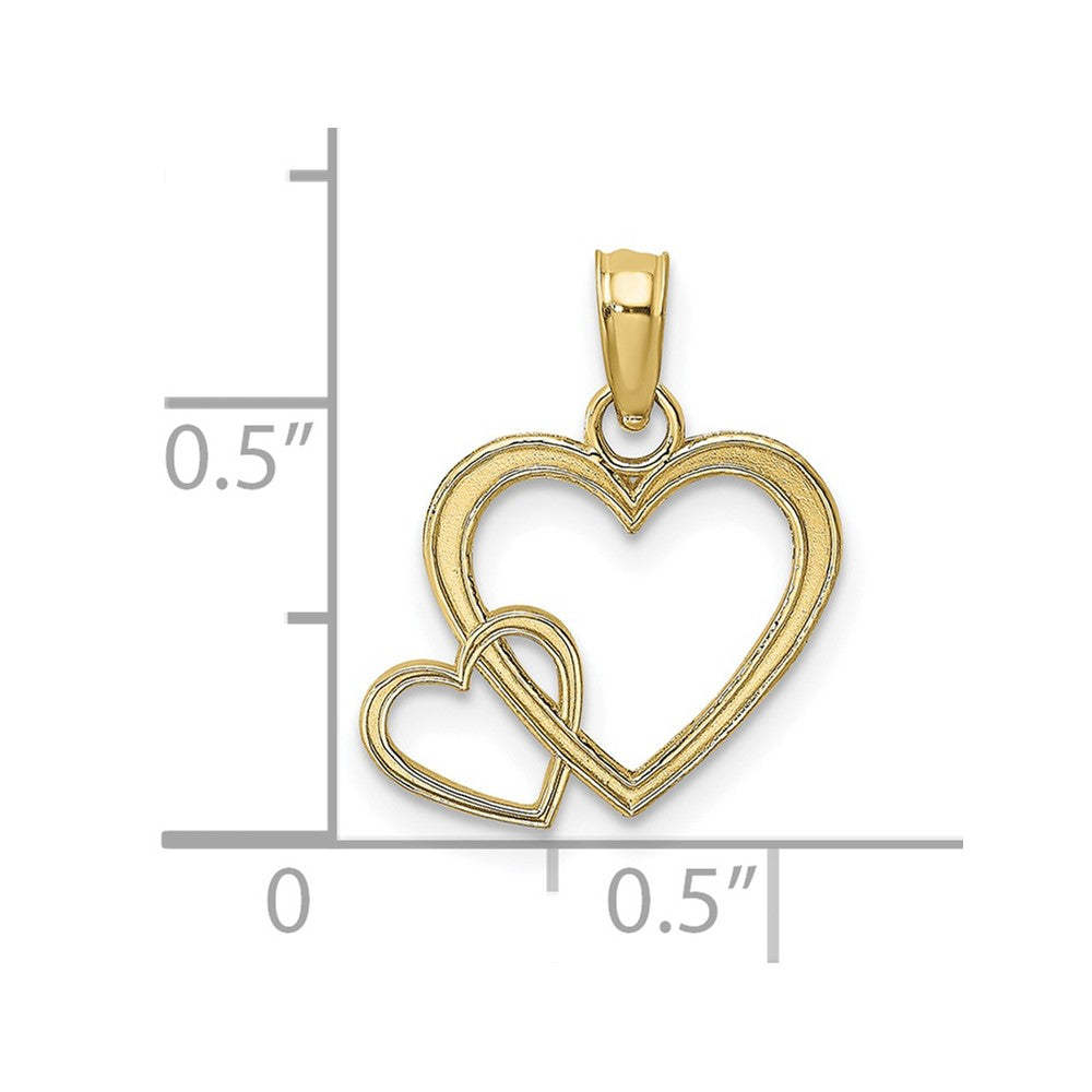 10K Yellow Gold 10K Flat Two Hearts Intertwined Charm