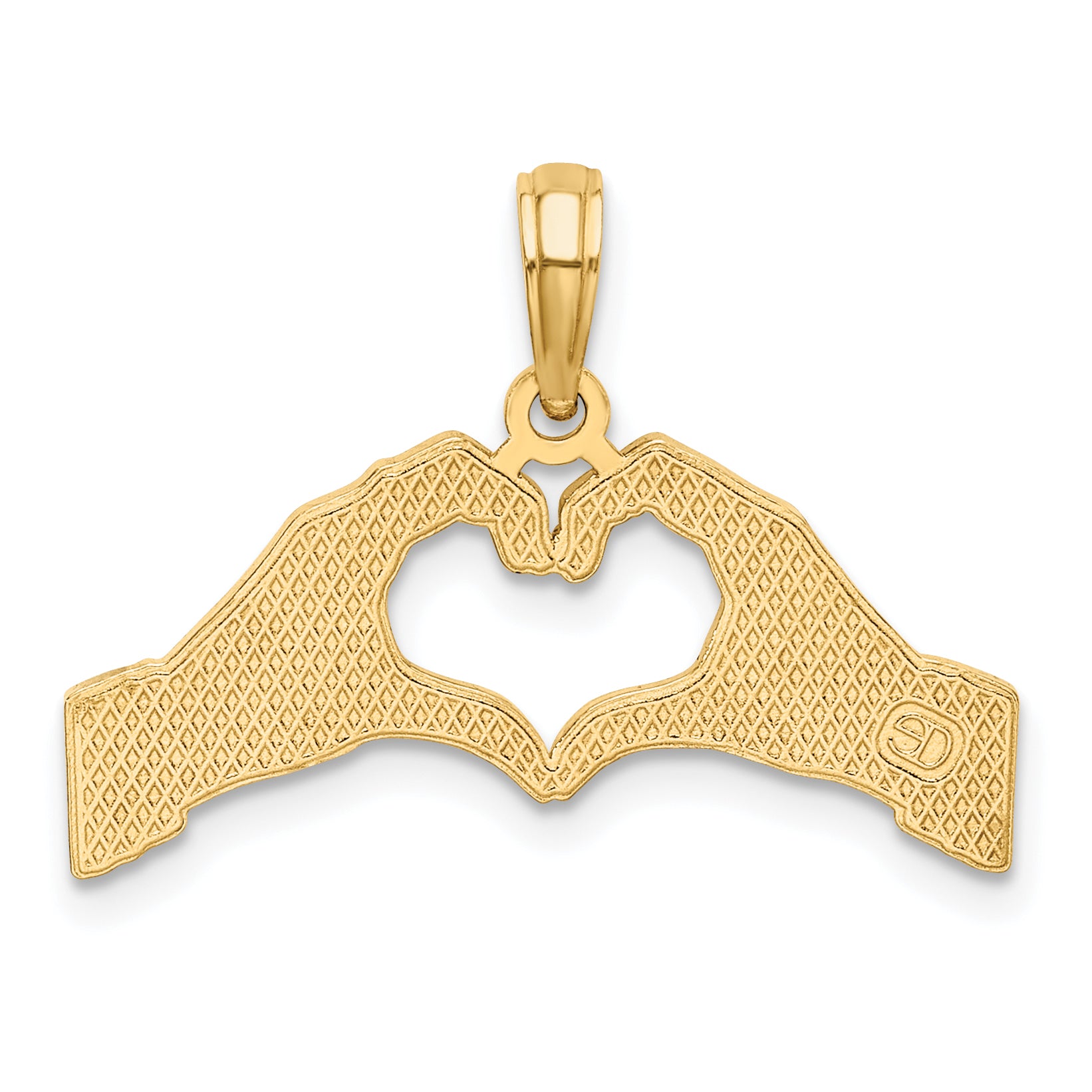 10K Yellow Gold 10K Hands Forming A Heart Charm