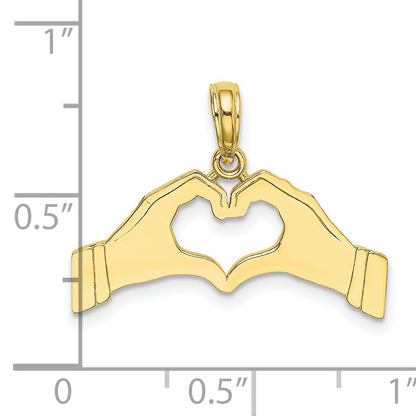 10K Yellow Gold 10K Hands Forming A Heart Charm