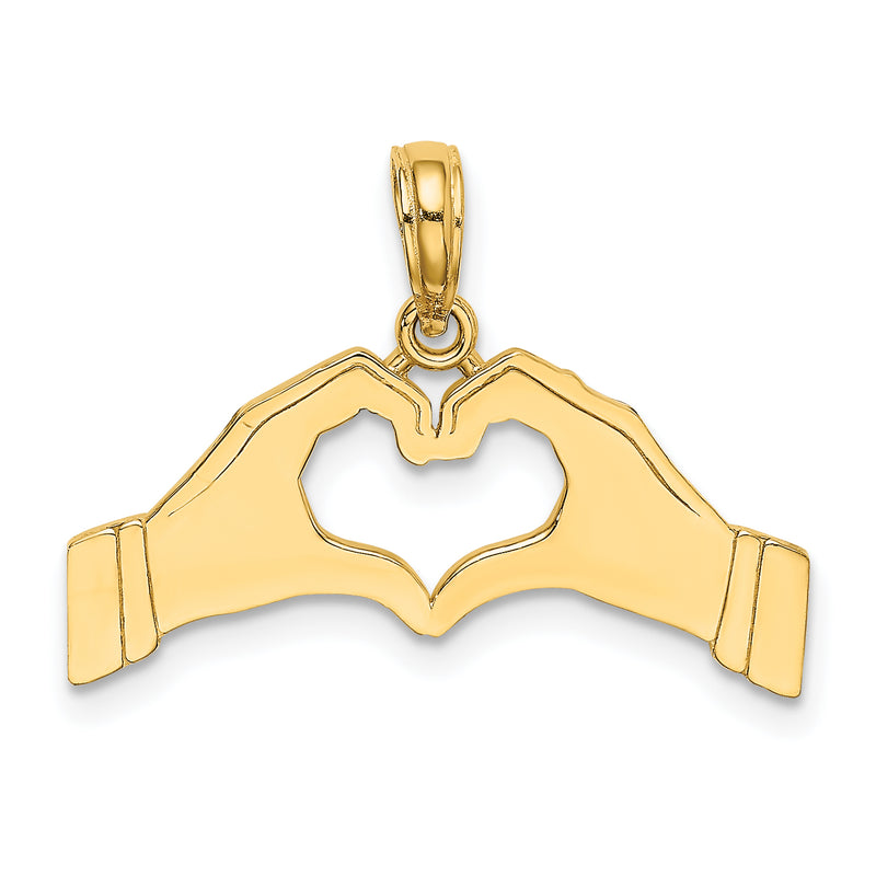 10K Yellow Gold 10K Hands Forming A Heart Charm