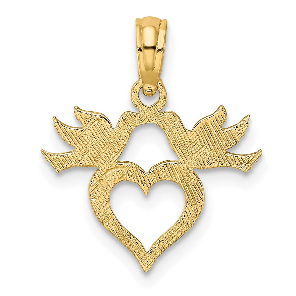 10K Yellow Gold 10K Heart W/ Love Birds Charm