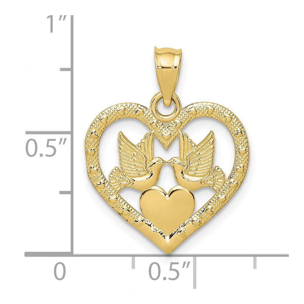 10K Yellow Gold 10K Doves In Heart Charm