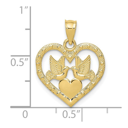 10K Yellow Gold 10K Doves In Heart Charm