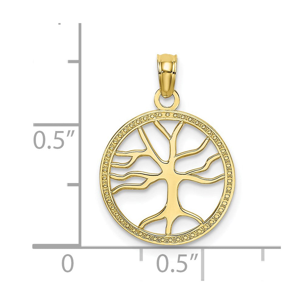 10K Yellow Gold 10K Small Tree Of Life In Round Frame Charm