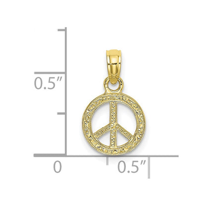 10K Yellow Gold 10K Flat And Textured Mini Peace Sign Charm