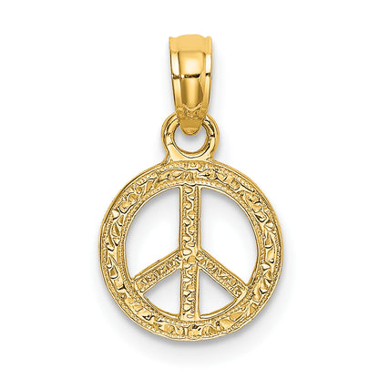 10K Yellow Gold 10K Flat And Textured Mini Peace Sign Charm