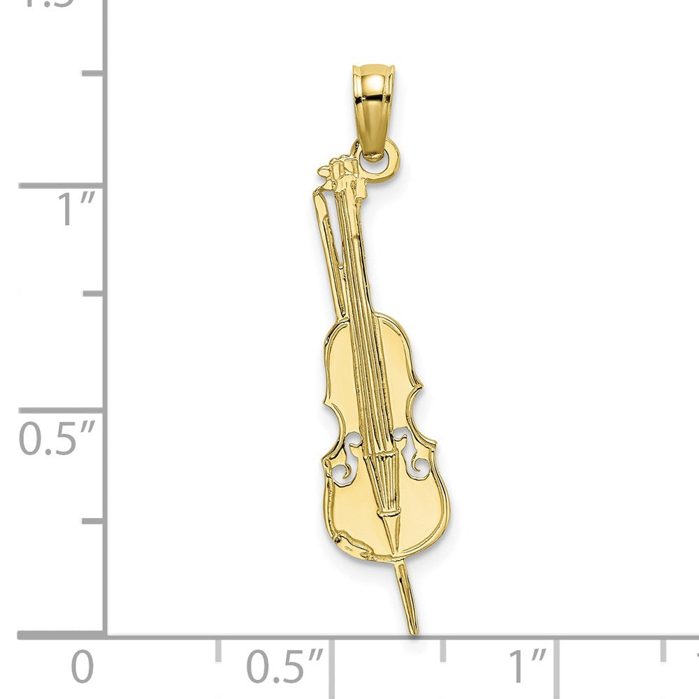 10K Yellow Gold 10K Polished Engraved Upright Bass Charm