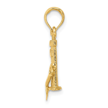 10K Yellow Gold 10K 3-D Sand Castle W/ Shovel Charm