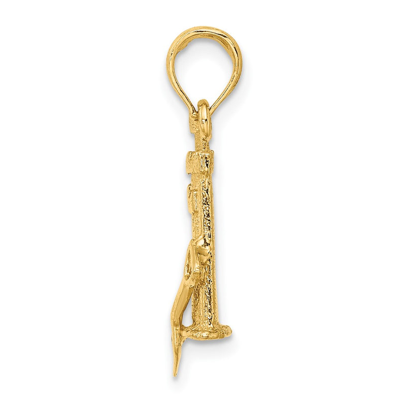 10K Yellow Gold 10K 3-D Sand Castle W/ Shovel Charm