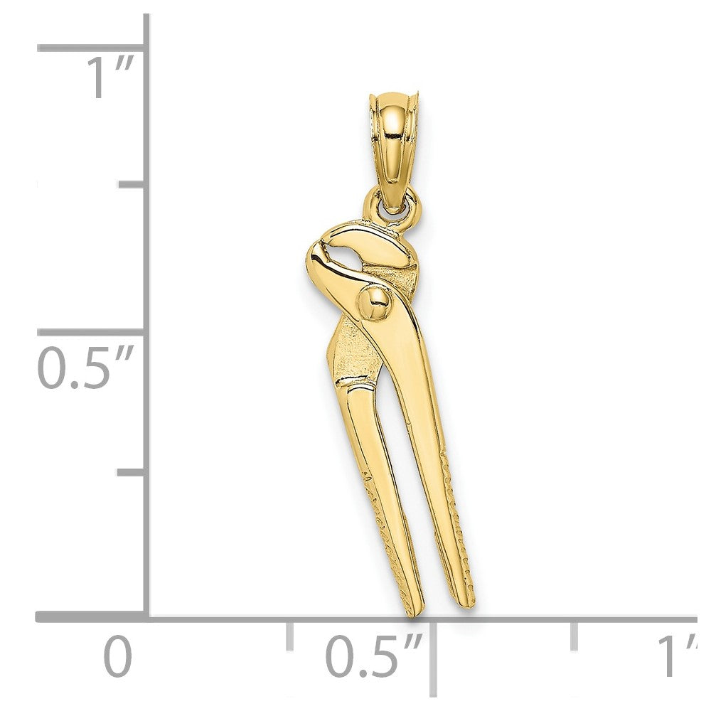 10K Yellow Gold 10K 3-D Moveable Locking Wrench Charm