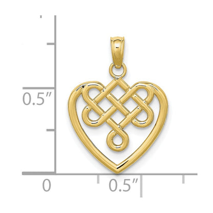 10K Yellow Gold 10K Small Celtic Knot Heart Charm