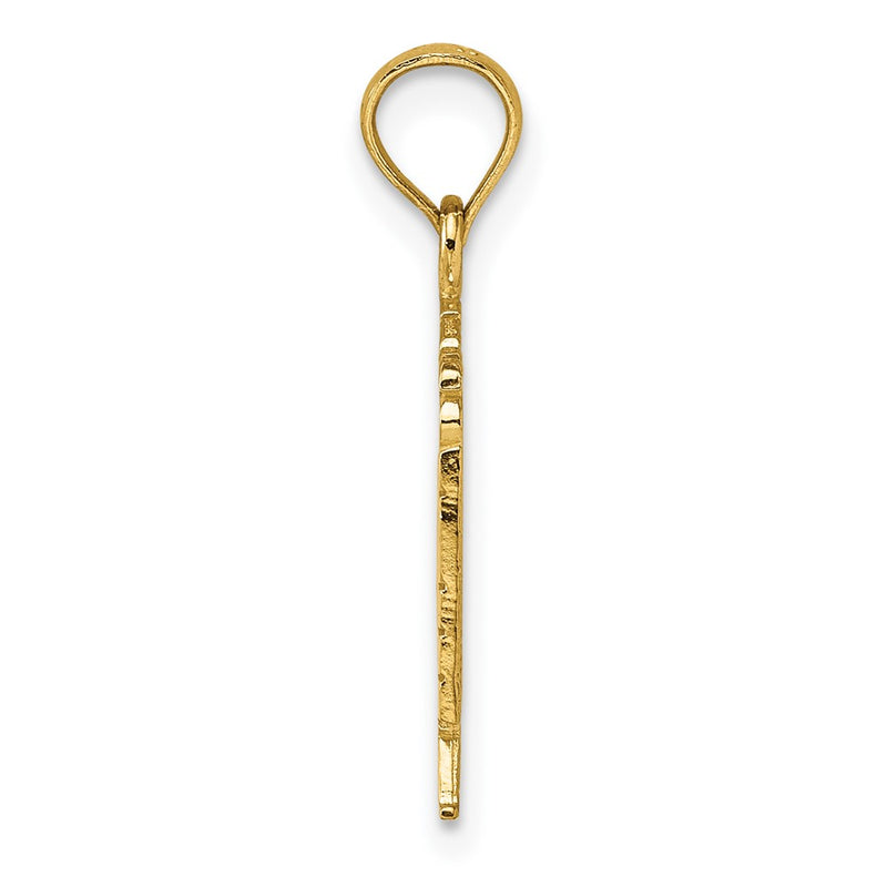 10K Yellow Gold 10K Polished Textured God Bless America W/ Flag Charm