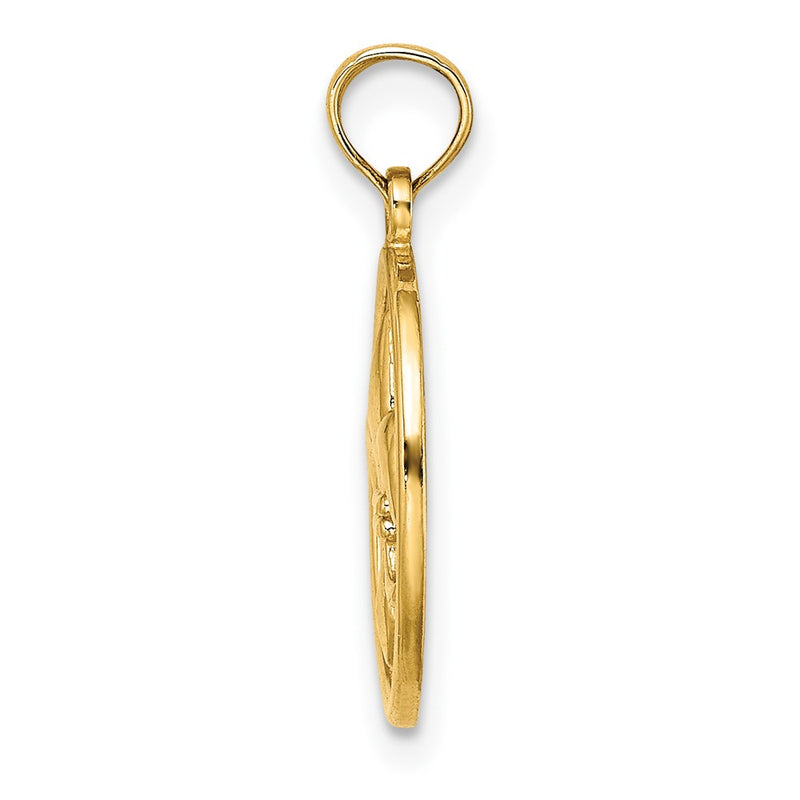 10K Yellow Gold 10K Fleur De Lis On Oval Disc Charm