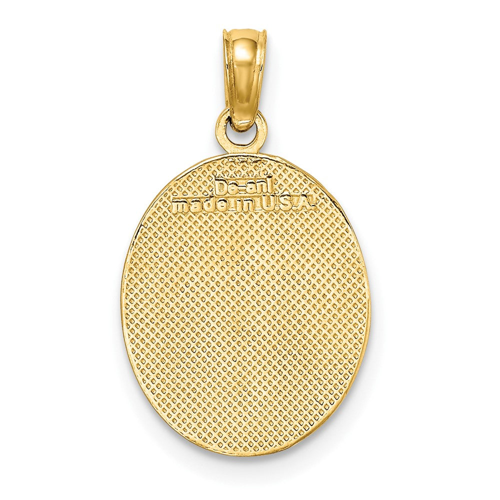 10K Yellow Gold 10K Fleur De Lis On Oval Disc Charm