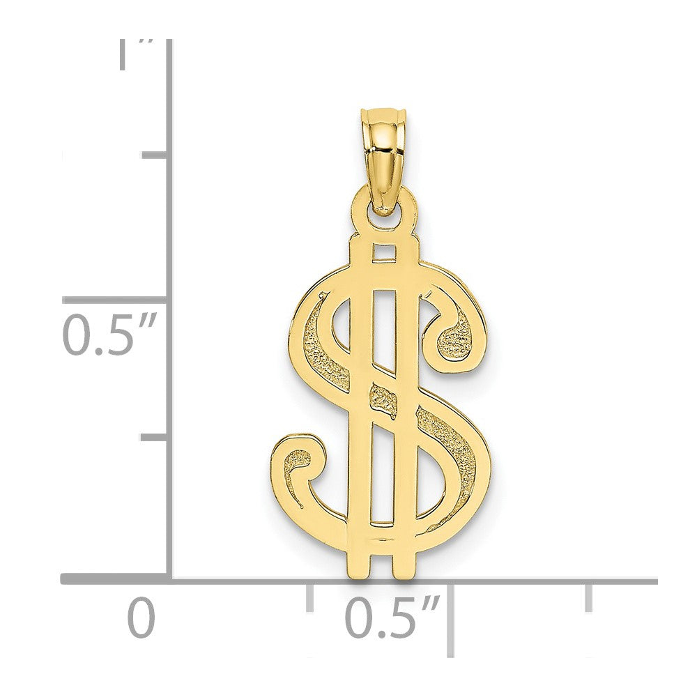 10K Yellow Gold 10K Textured Dollar Sign Charm