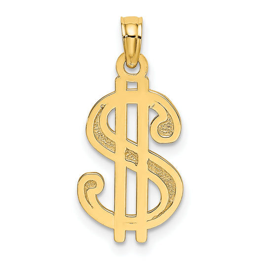 10K Yellow Gold 10K Textured Dollar Sign Charm