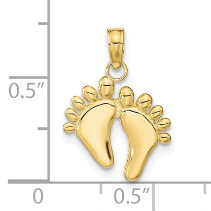 10K Yellow Gold 10K Double Feet Hang Ten Style Charm