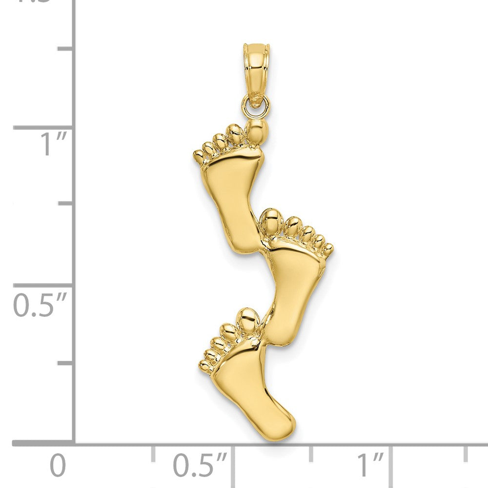 10K Yellow Gold 10K Polished Triple Vertical Feet Charm