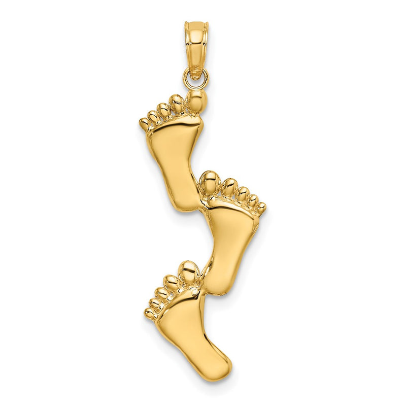 10K Yellow Gold 10K Polished Triple Vertical Feet Charm