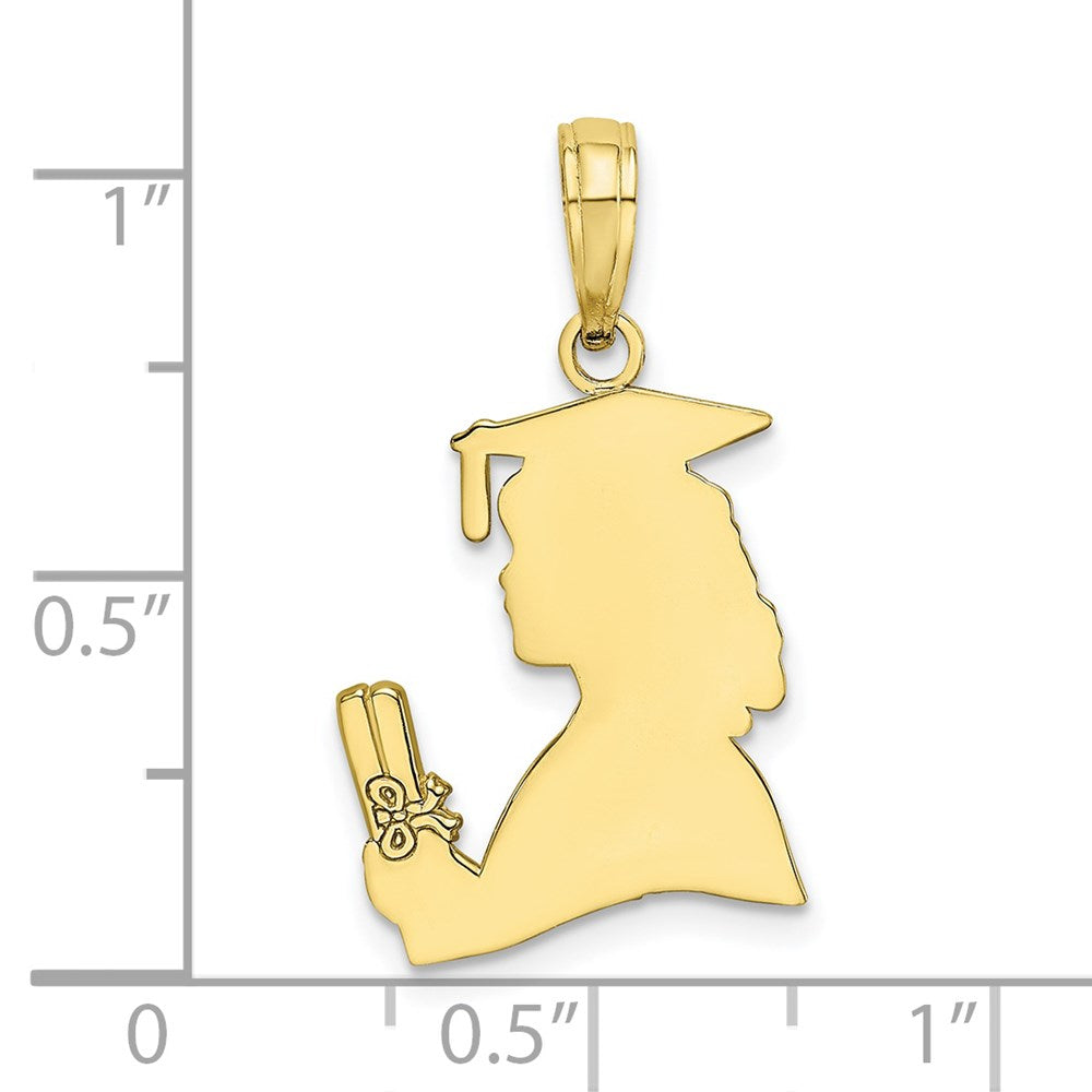 10K Yellow Gold Polished Female Graduation Profile Charm