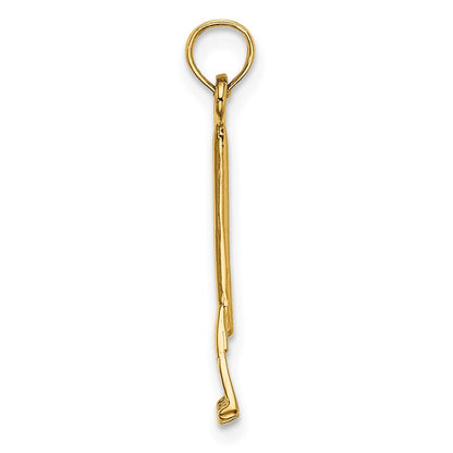 10K Yellow Gold 10K 3-D Leaf Rake Garden Tool Charm