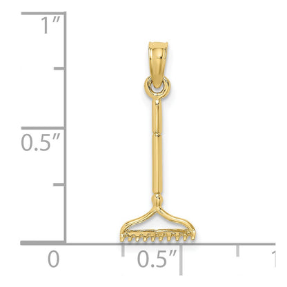 10K Yellow Gold 10K 3-D Landscape Rake Garden Tool Charm