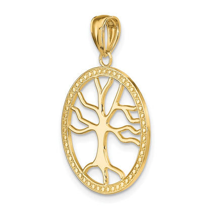 10K Yellow Gold 10K Large Tree Of Life In Round Frame Charm