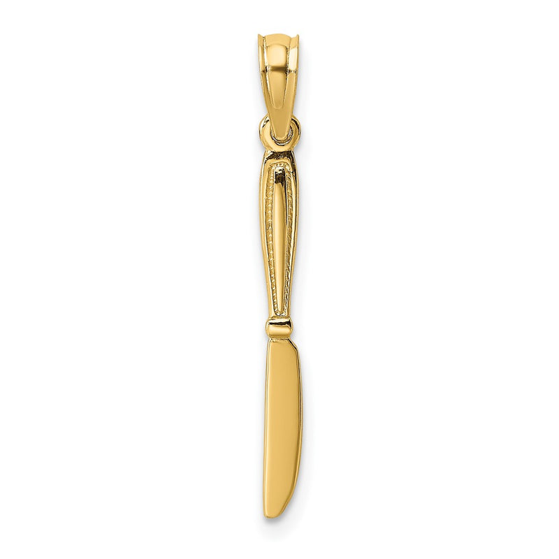 10K Yellow Gold 10K 3-D And Polished Table Knife Charm