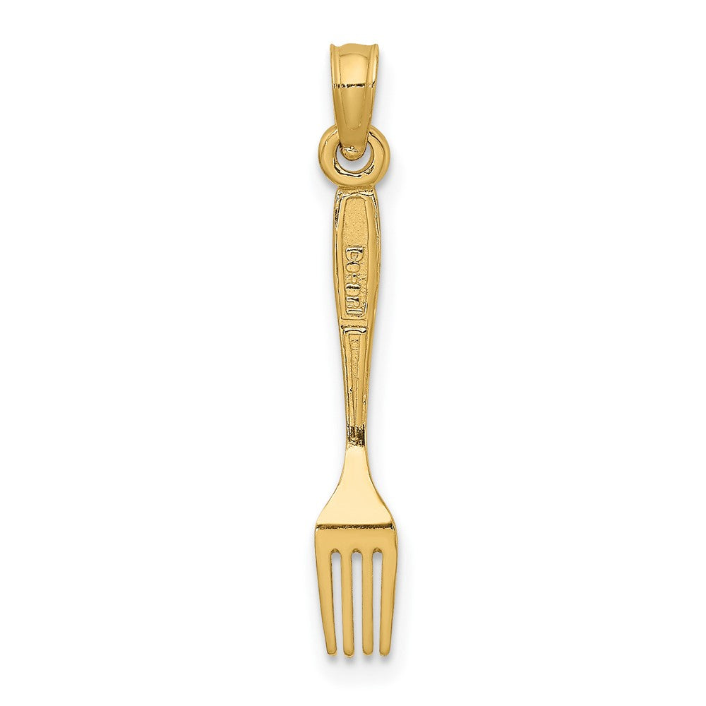 10K Yellow Gold 10K 3-D And Polished Table Fork Charm